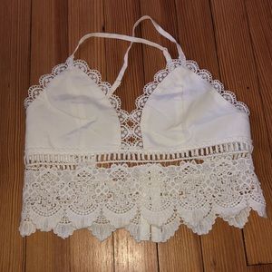 TOBI white lace crop top